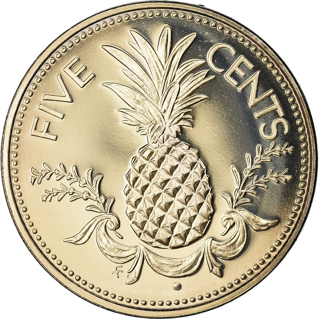 Coin, Bahamas, Elizabeth II, 5 Cents, 1974, Franklin Mint, U.S.A., BE