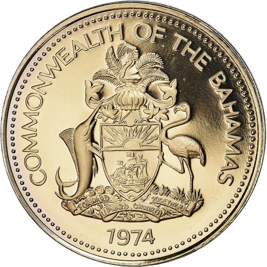 Coin, Bahamas, Elizabeth II, 5 Cents, 1974, Franklin Mint, U.S.A., BE