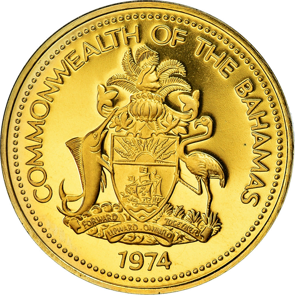 Coin, Bahamas, Elizabeth II, Cent, 1974, Franklin Mint, U.S.A., BE, MS(65-70)