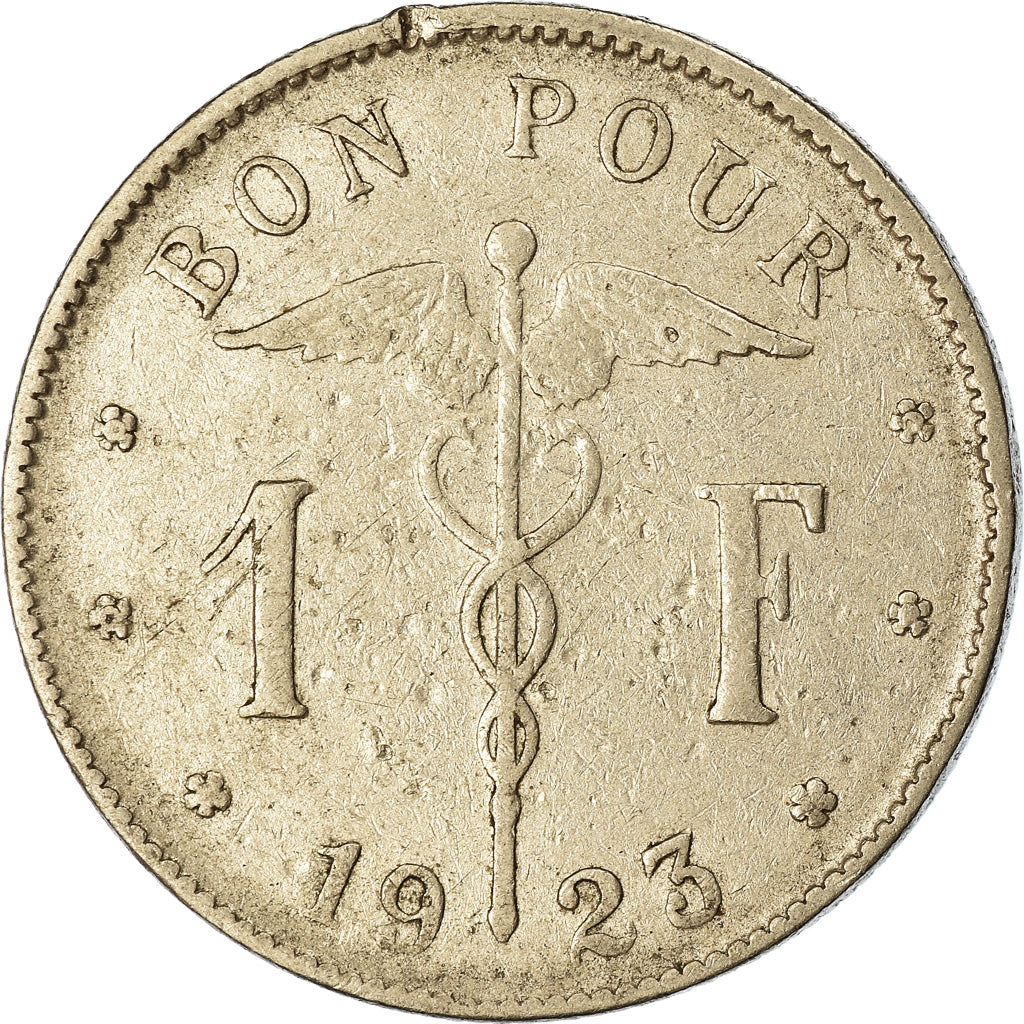 Moeda, Bélgica, Franc, 1923, EF(40-45), Níquel, KM:89