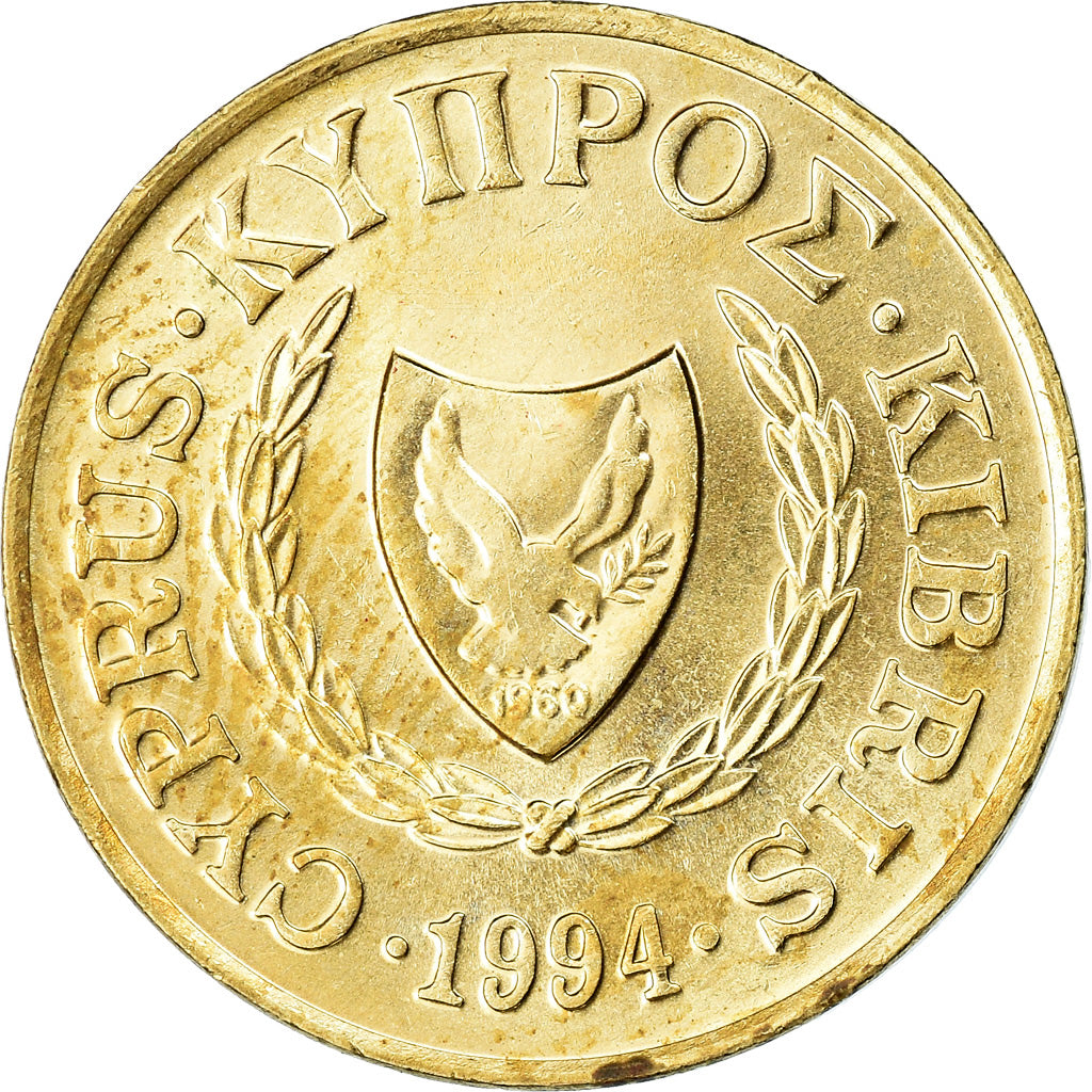 Moneta, Cypr, 2 Cents, 1994, AU(50-53), Mosiądz niklowy, KM:54.3