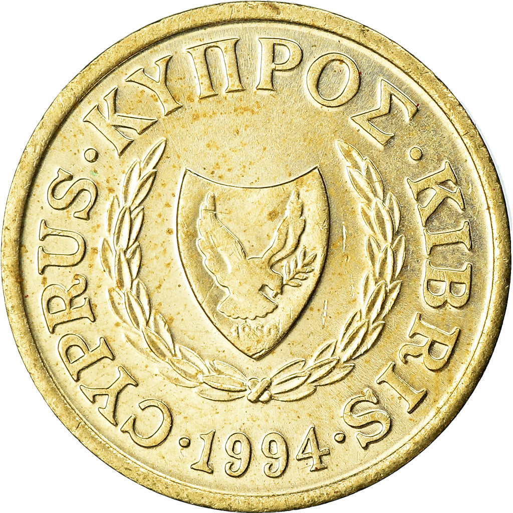 Moeda, Chipre, Cent, 1994, MS(63), Níquel-Latão, KM:53.3