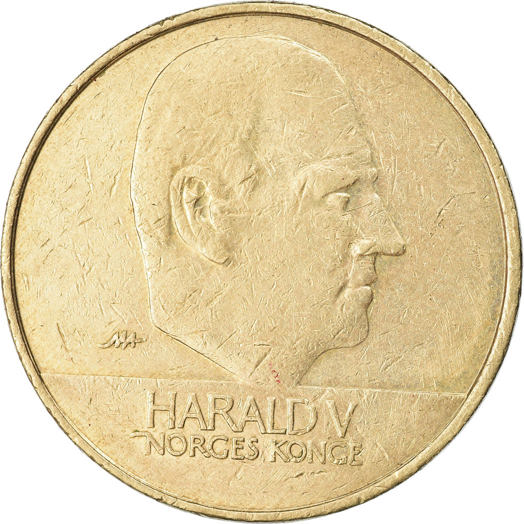 Coin, Norway, Harald V, 20 Kroner, 2002, EF(40-45), Nickel-brass, KM:453