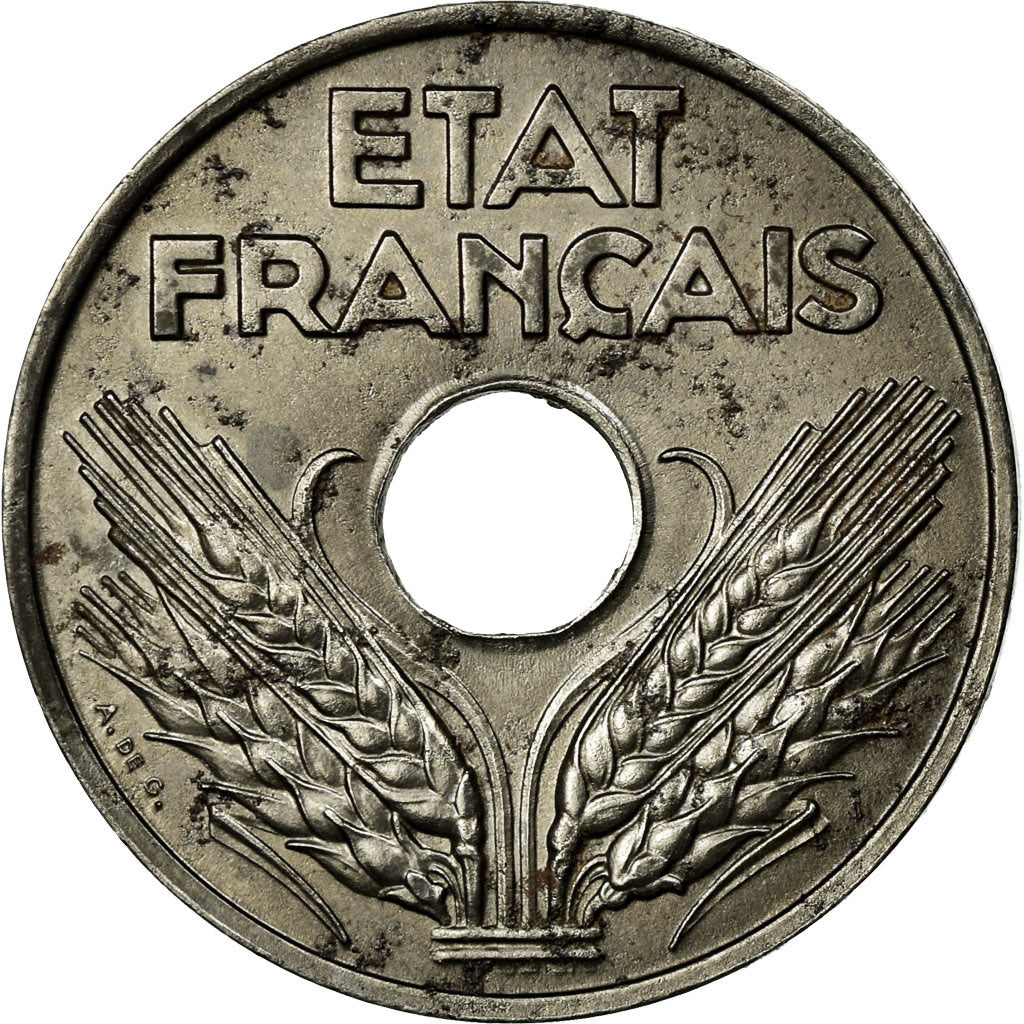 Coin, France, État français, 20 Centimes, 1944, AU(55-58), Iron, KM:900.2a