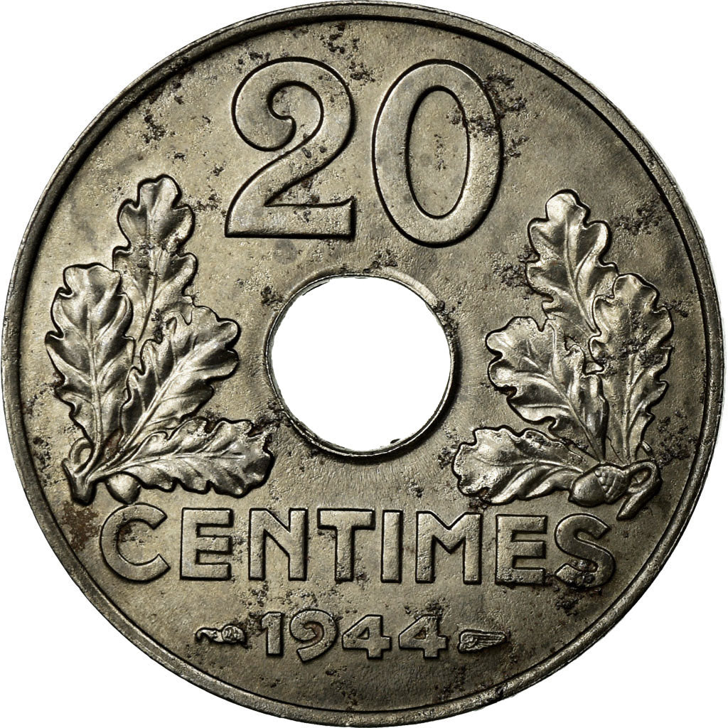 Coin, France, État français, 20 Centimes, 1944, AU(55-58), Iron, KM:900.2a