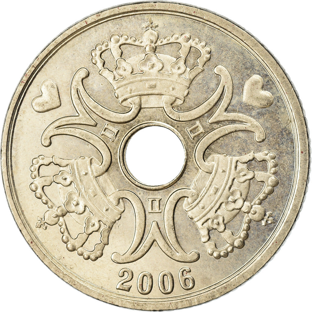 Coin, Denmark, Margrethe II, 5 Kroner, 2006, Brondby, AU(50-53), Copper-nickel