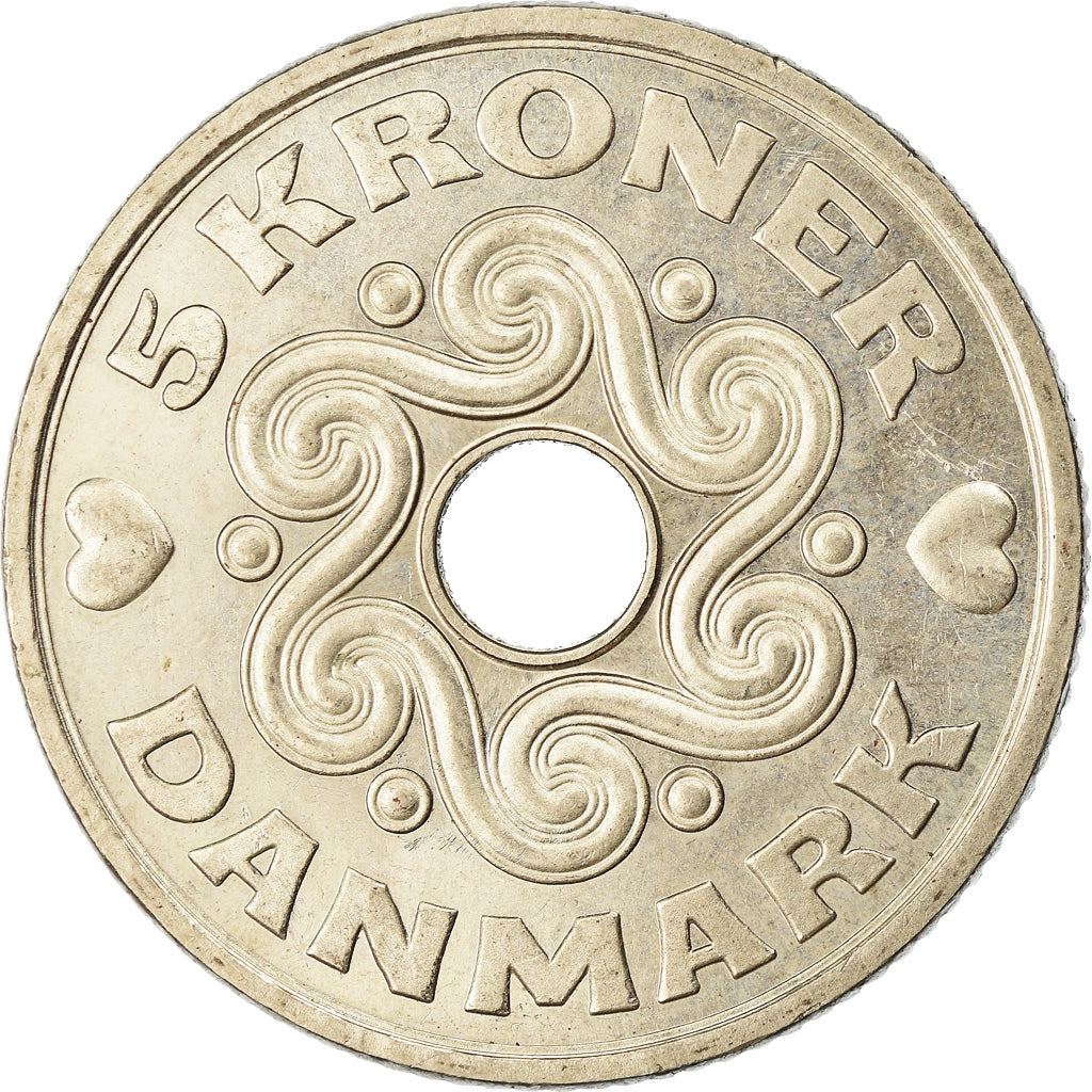 Coin, Denmark, Margrethe II, 5 Kroner, 2006, Brondby, AU(50-53), Copper-nickel