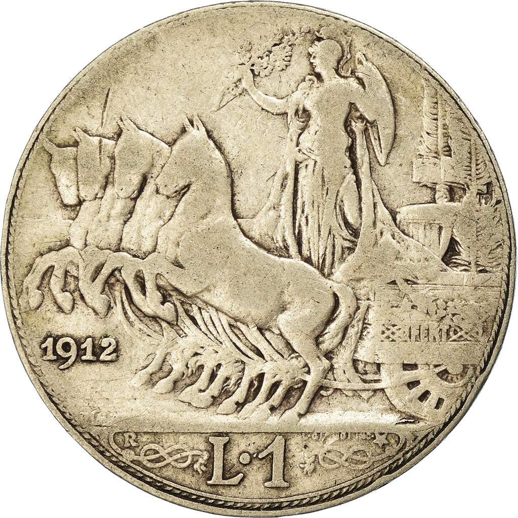 Coin, Italy, Vittorio Emanuele III, Lira, 1912, Rome, VF(20-25), Silver, KM:45