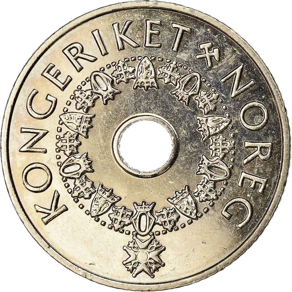 Coin, Norway, Harald V, 5 Kroner, 2009, AU(50-53), Copper-nickel, KM:463
