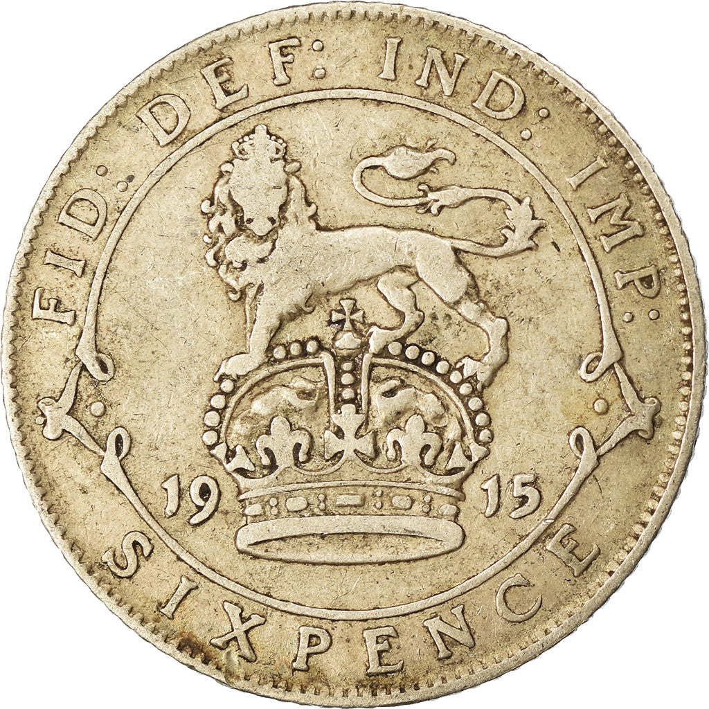 Coin, Great Britain, George V, 6 Pence, 1915, VF(30-35), Silver, KM:815