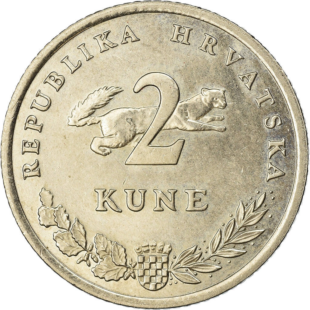 Moneta, Chorwacja, 2 Kune, 2008, AU(50-53), Miedź-Nikiel-Cynk, KM:21