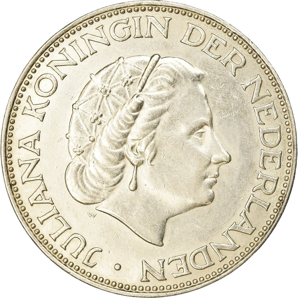 Coin, Netherlands, Juliana, 2-1/2 Gulden, 1960, AU(50-53), Silver, KM:185