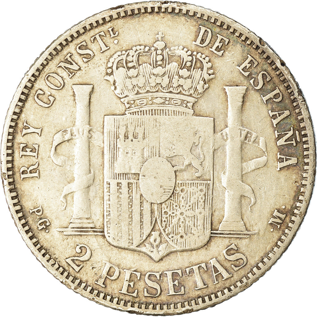 Münze, Spanien, Alfonso XII, 2 Pesetas, 1882, SS, Silber, KM:678.2