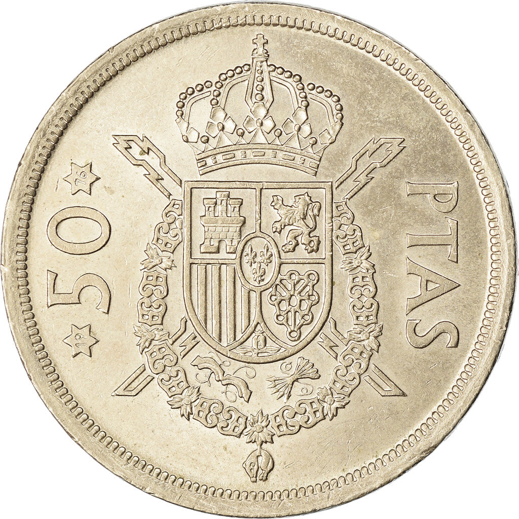 Moneta, Hiszpania, Juan Carlos I, 50 Pesetas, 1976, AU(50-53), Miedź-Nikiel