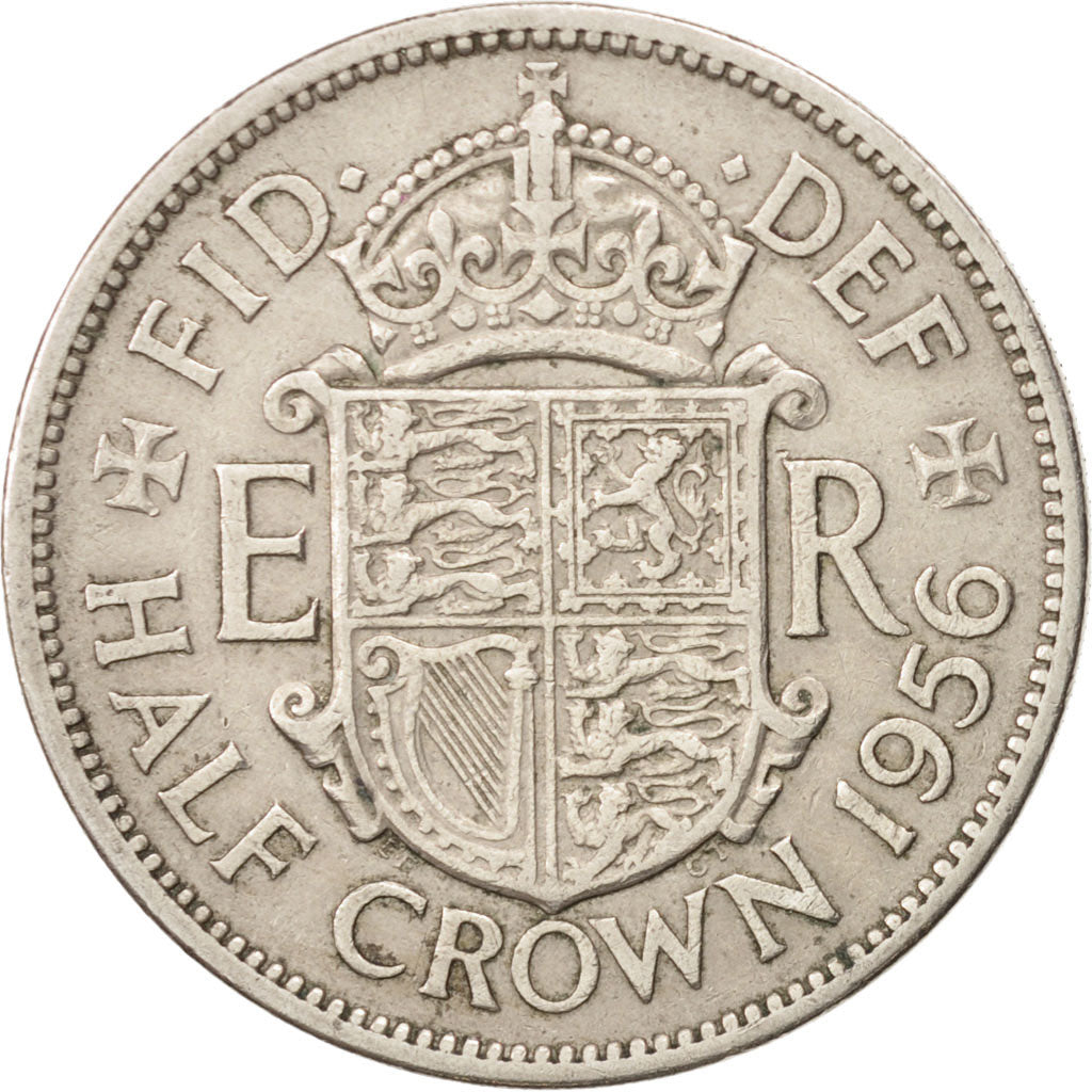 Coin, Great Britain, Elizabeth II, 1/2 Crown, 1956, EF(40-45), Copper-nickel