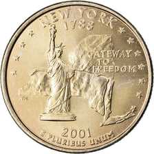 Coin, United States, New York, Quarter, 2001, U.S. Mint, MS(63), Gold plated