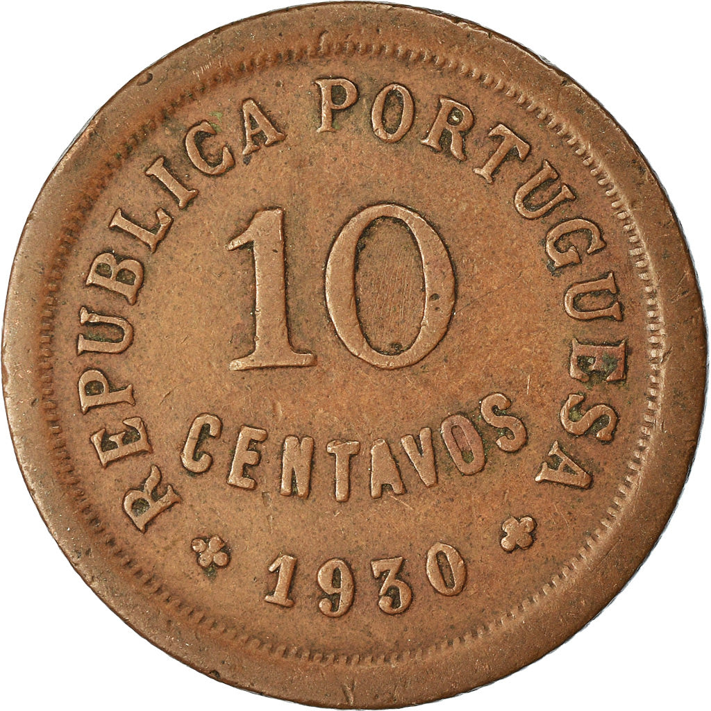 Coin, Cape Verde, 10 Centavos, 1930, VF(20-25), Bronze, KM:2