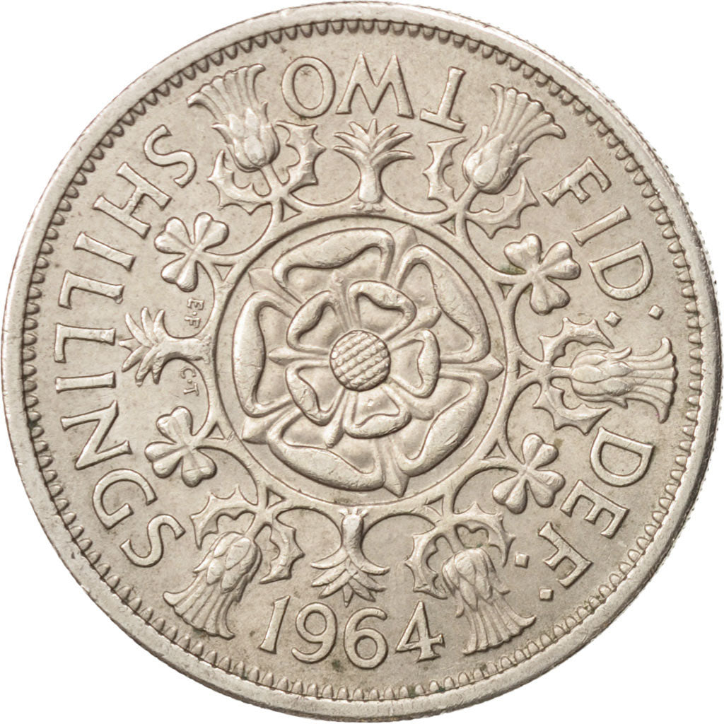 Great Britain, Elizabeth II, Florin, Two Shillings, 1964, EF(40-45), KM 906