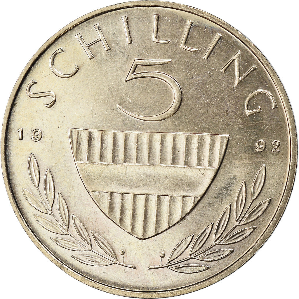 Coin, Austria, 5 Schilling, 1992, AU(55-58), Copper-nickel, KM:2889a