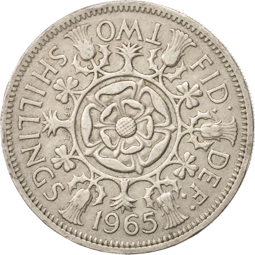 Coin, Great Britain, Elizabeth II, Florin, Two Shillings, 1965, EF(40-45)