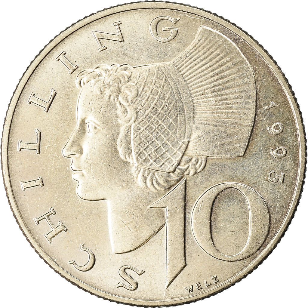 Coin, Austria, 10 Schilling, 1993, AU(55-58), Copper-Nickel Plated Nickel
