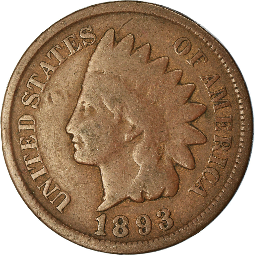 Coin, United States, Indian Head Cent, Cent, 1893, U.S. Mint, Philadelphia