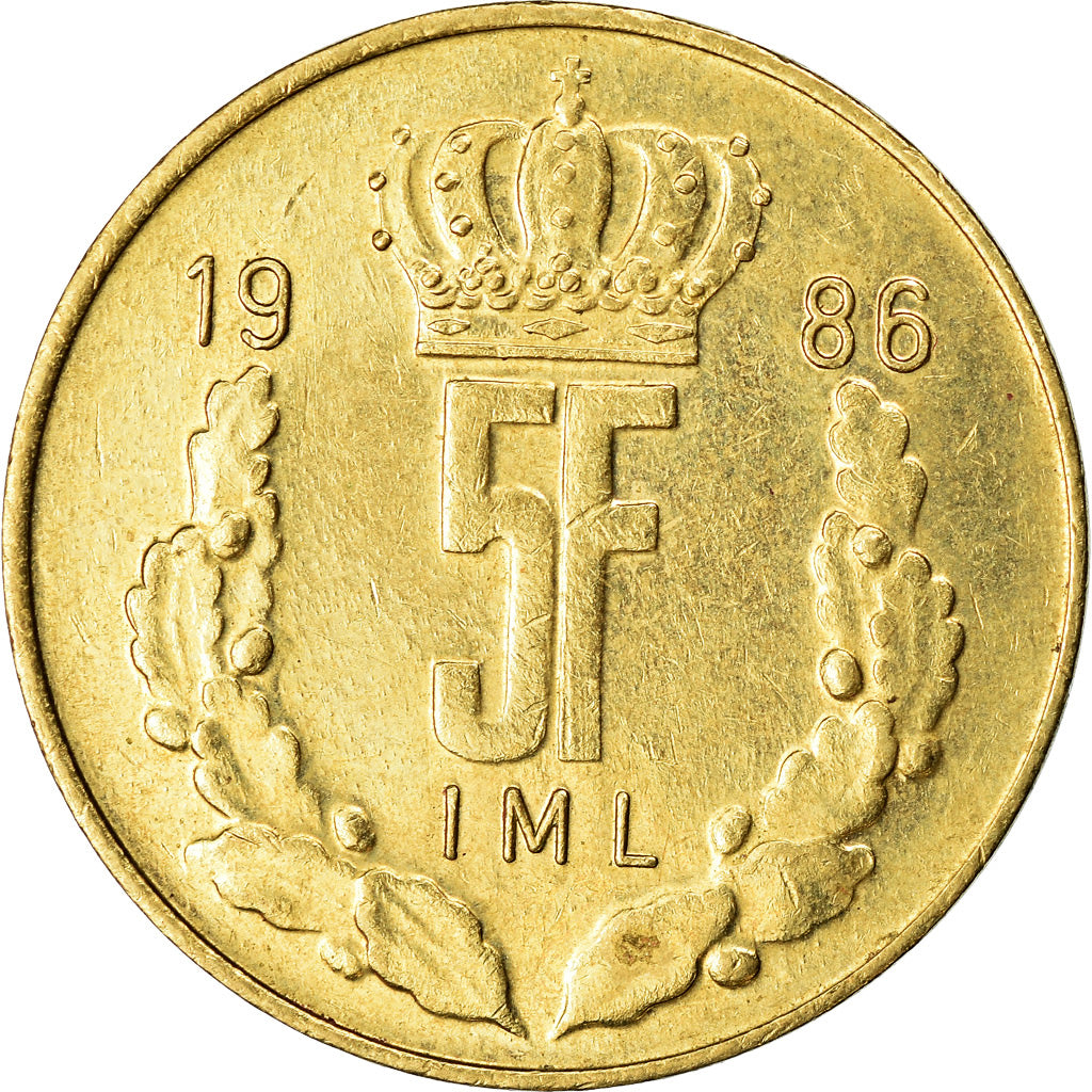 Monnaie, Luxembourg, Jean, 5 Francs, 1986, TTB, Aluminum-Bronze, KM:60.1