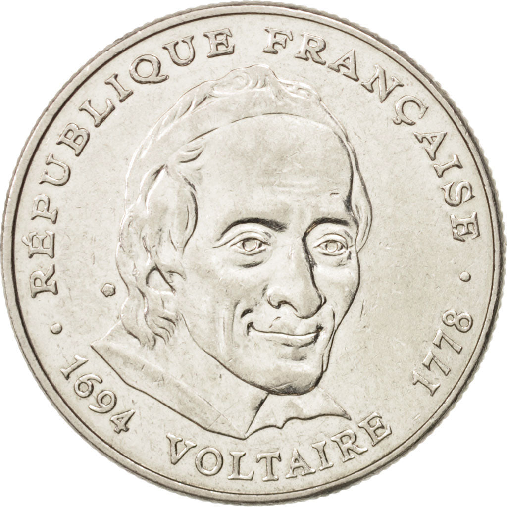 France, Voltaire, 5 Francs, 1994, Paris, AU(50-53), Nickel, KM:1063, Gadoury:775