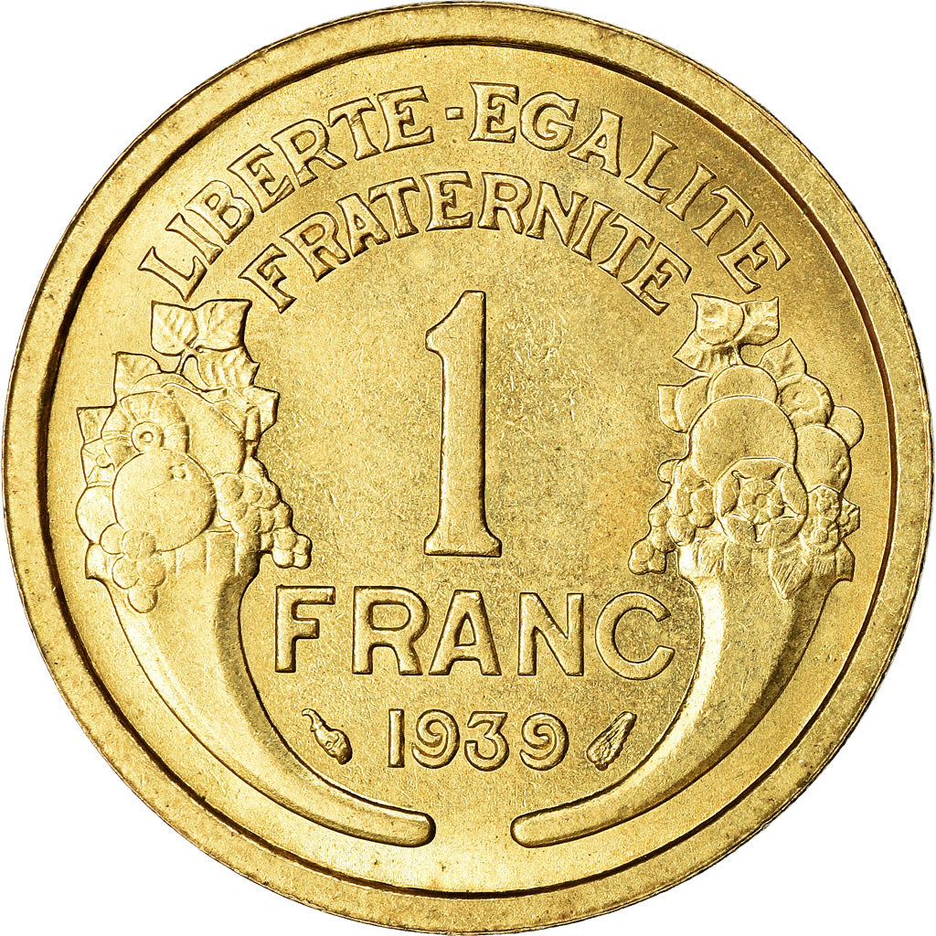 Coin, France, Morlon, Franc, 1939, Paris, MS(60-62), Aluminum-Bronze, KM:885
