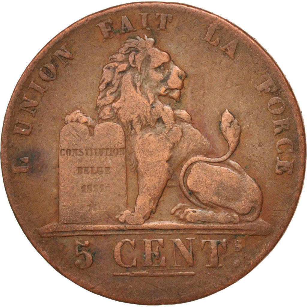 Belgium, Leopold I, 5 Centimes, 1837, VF(30-35), Copper, KM:5.1