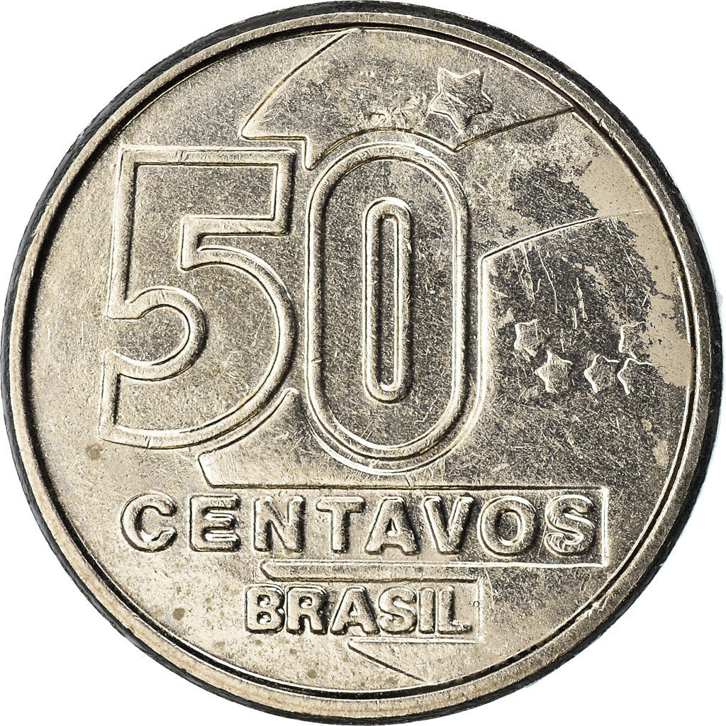 Coin, Brazil, 50 Centavos, 1989, EF(40-45), Stainless Steel, KM:614