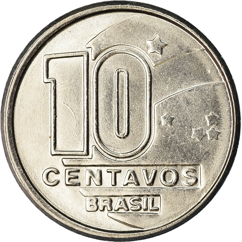 Moneda, Brasil, 10 Centavos, 1990, EBC, Acero inoxidable, KM:613