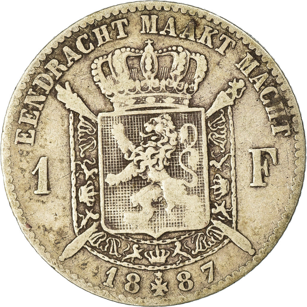 Coin, Belgium, Leopold II, Franc, 1887, VF(20-25), Silver, KM:29.2