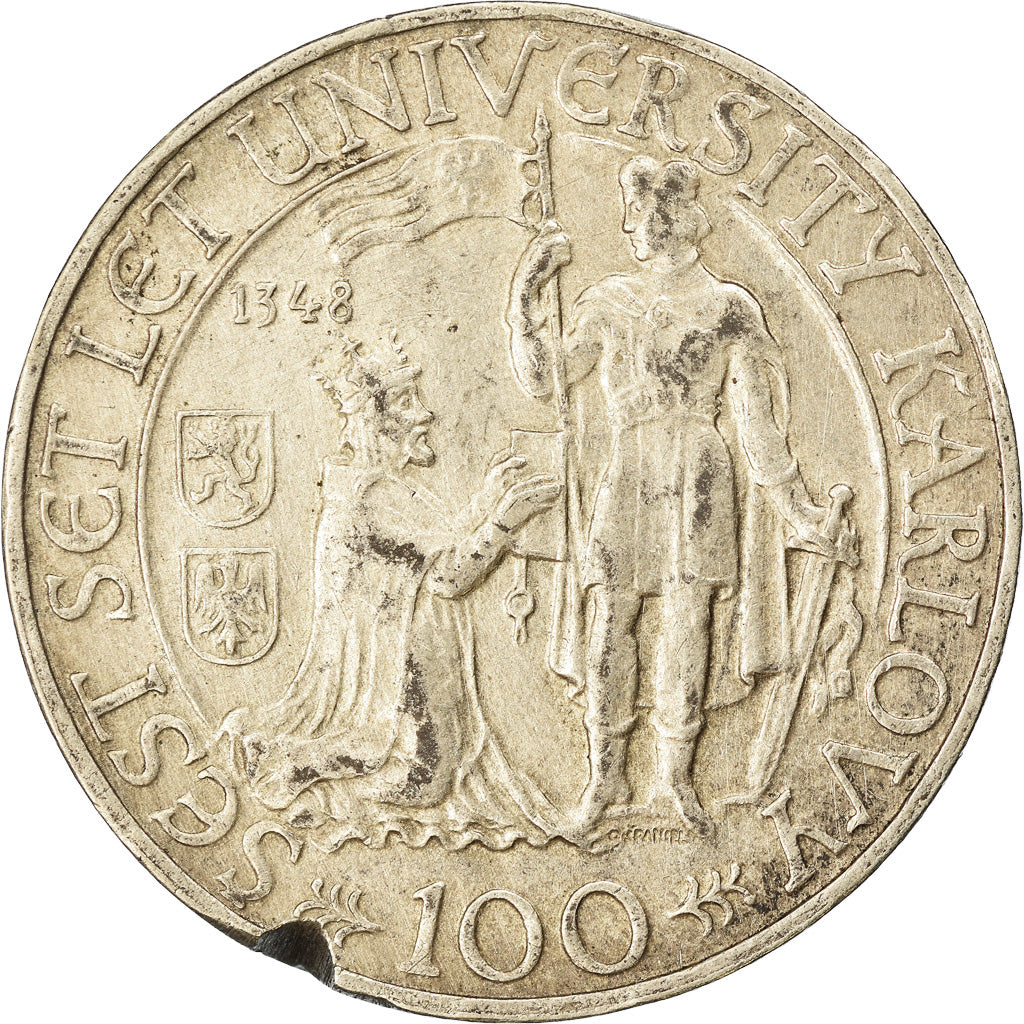 Coin, Czechoslovakia, 100 Korun, 1948, EF(40-45), Silver, KM:26