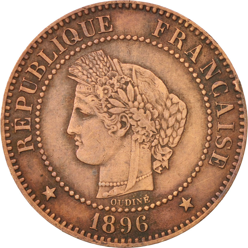France, Cérès, 2 Centimes, 1896, Paris, EF(40-45), Bronze, KM:827.1, Gadoury 105