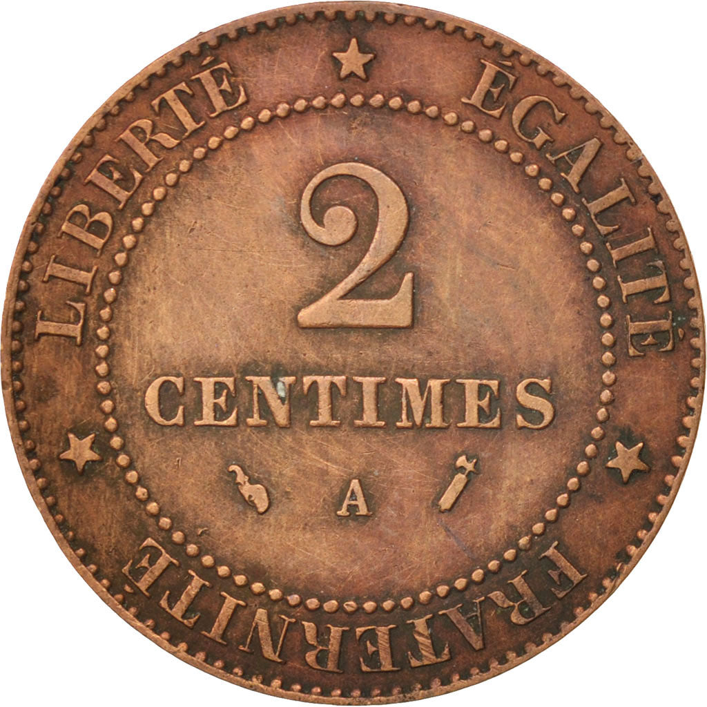 France, Cérès, 2 Centimes, 1896, Paris, EF(40-45), Bronze, KM:827.1, Gadoury 105
