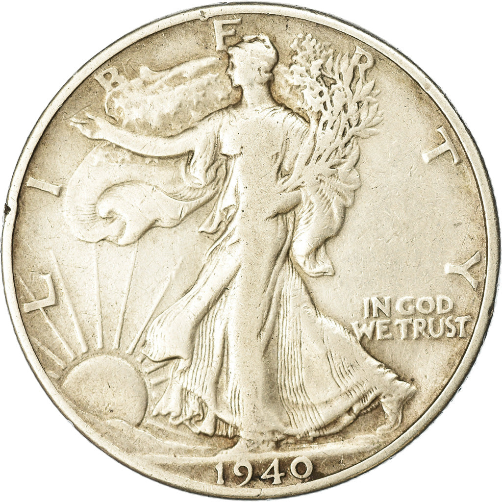 Coin, United States, Walking Liberty Half Dollar, Half Dollar, 1940, U.S. Mint