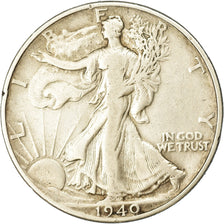 Coin, United States, Walking Liberty Half Dollar, Half Dollar, 1940, U.S. Mint