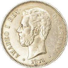 Munten, Spanje, Amadeao I, 5 Pesetas, 1871, Madrid, ZF, Zilver, KM:666