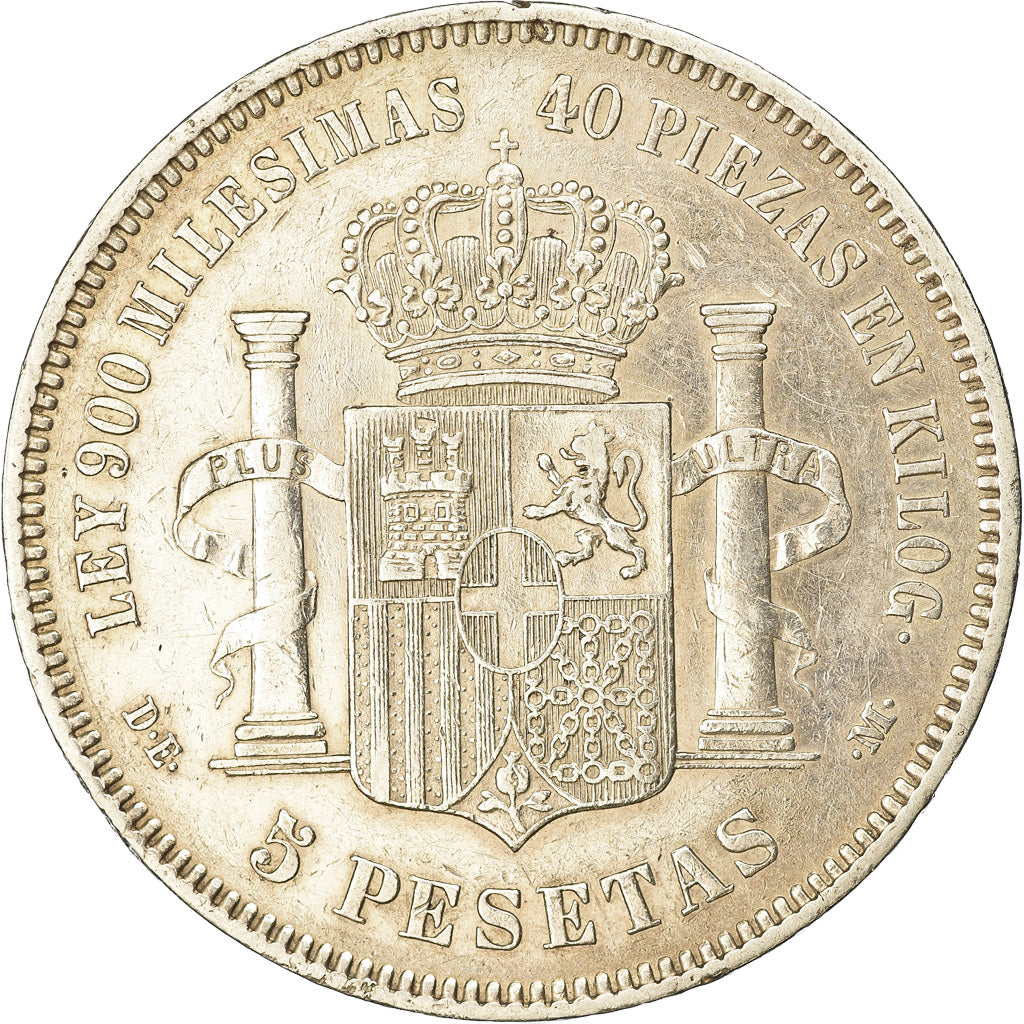 Munten, Spanje, Amadeao I, 5 Pesetas, 1871, Madrid, ZF, Zilver, KM:666