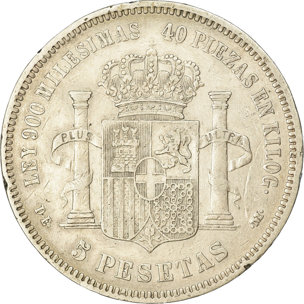 Coin, Spain, Amadeao I, 5 Pesetas, 1874, Madrid, VF(30-35), Silver, KM:666