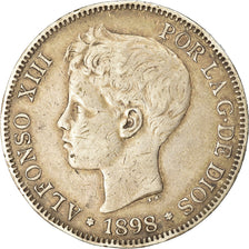 Monnaie, Espagne, Alfonso XIII, 5 Pesetas, 1898, Madrid, TB+, Argent, KM:707