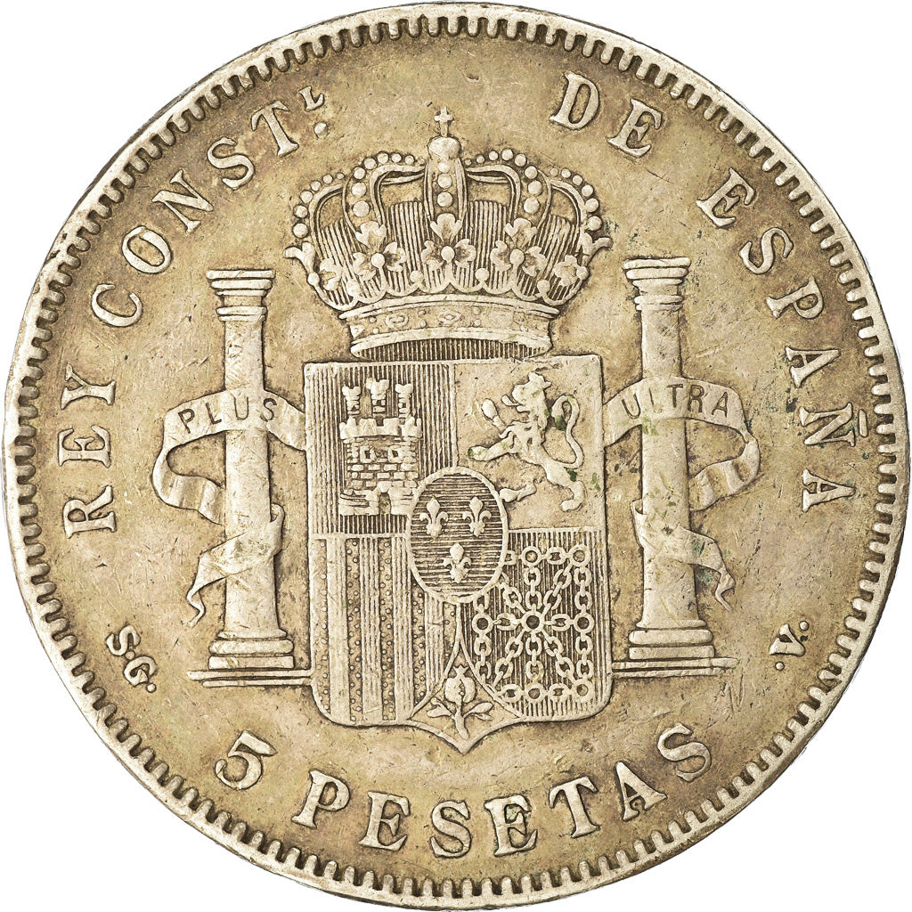 Monnaie, Espagne, Alfonso XIII, 5 Pesetas, 1898, Madrid, TB+, Argent, KM:707
