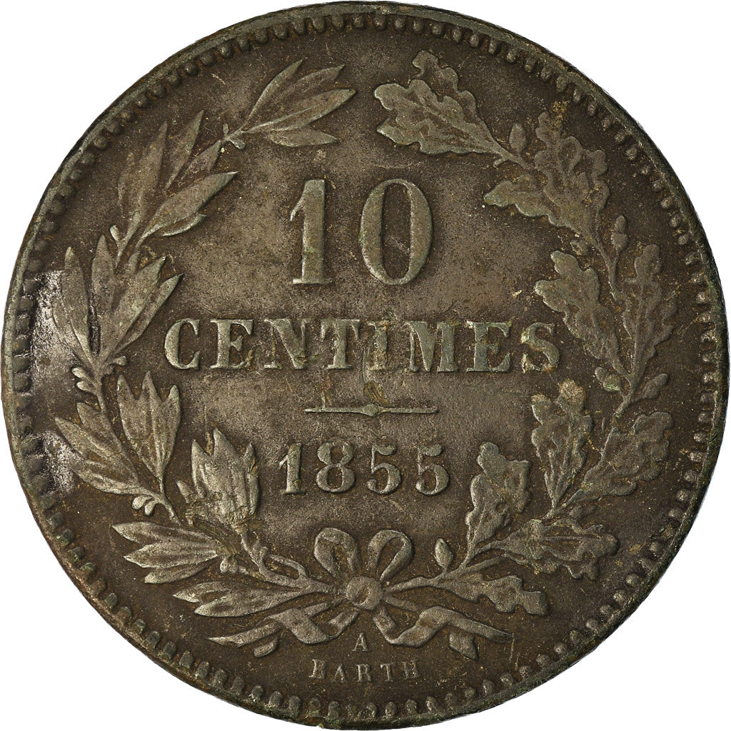 Coin, Luxembourg, William III, 10 Centimes, 1855, Paris, EF(40-45), Bronze