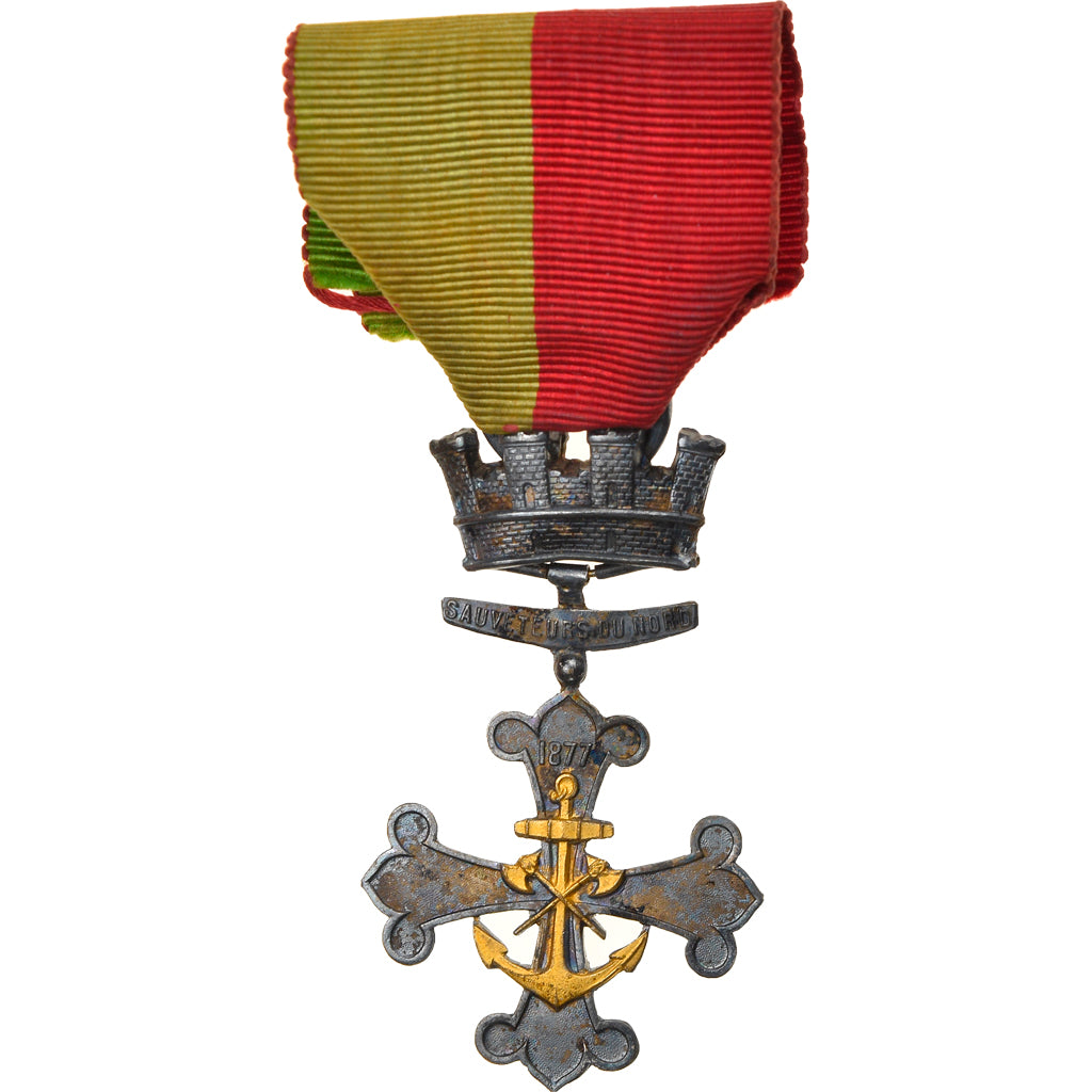 France, Marine, Sauveteurs du Nord, Medal, 1877, Very Good Quality, Silvered