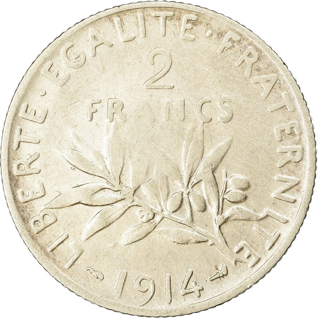 Coin, France, Semeuse, 2 Francs, 1914, Paris, VF(30-35), Silver, KM:845.1