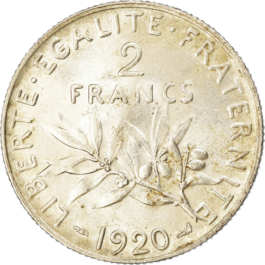 Coin, France, Semeuse, 2 Francs, 1920, Paris, EF(40-45), Silver, KM:845.1