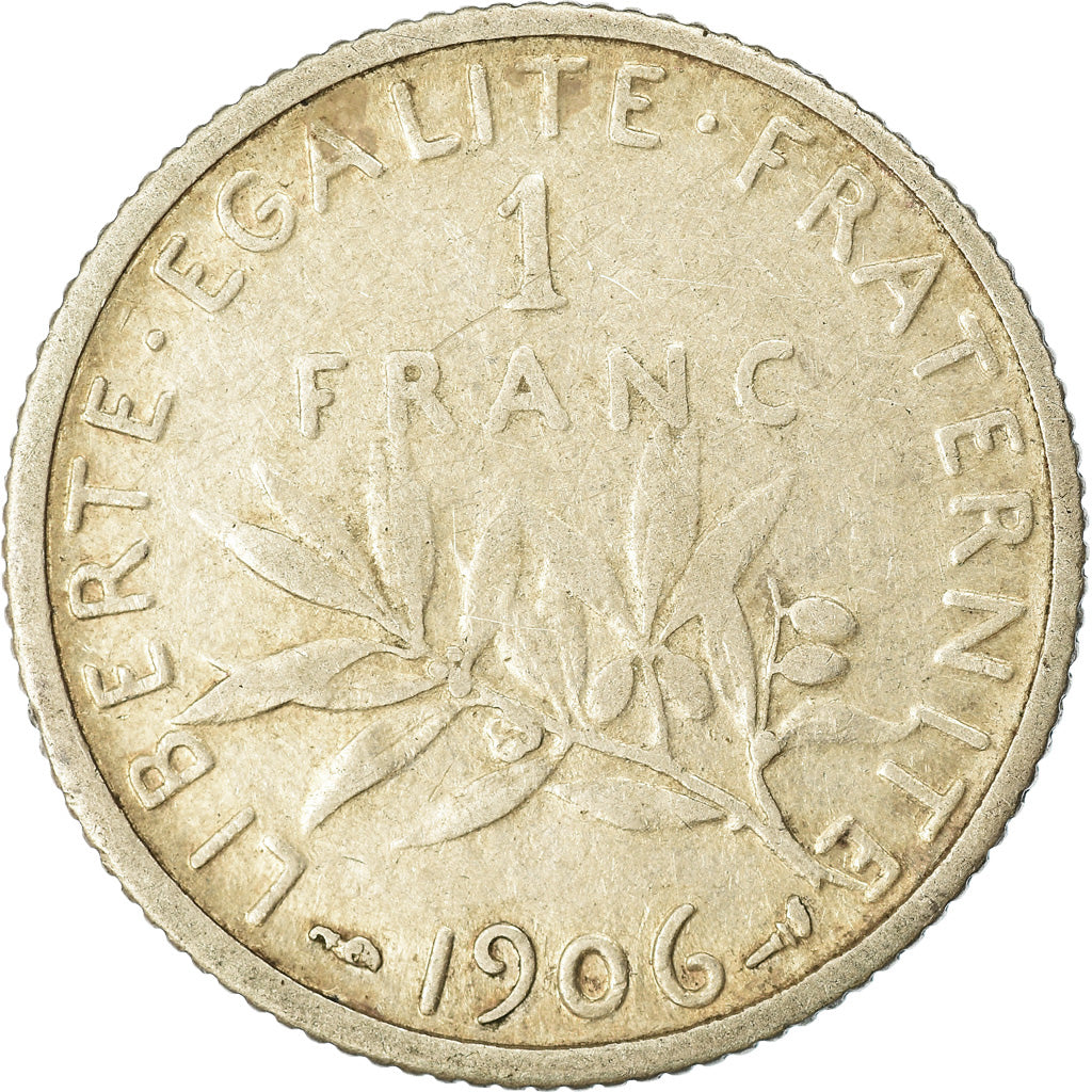 Coin, France, Semeuse, Franc, 1906, Paris, VF(30-35), Silver, KM:844.1