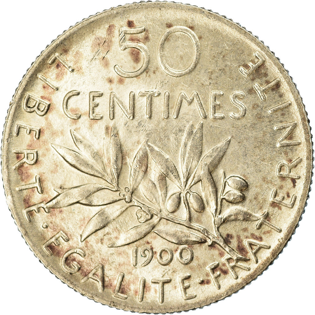 Coin, France, Semeuse, 50 Centimes, 1900, Paris, AU(55-58), Silver, KM:854