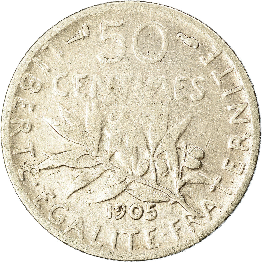 Coin, France, Semeuse, 50 Centimes, 1905, Paris, VF(20-25), Silver, KM:854